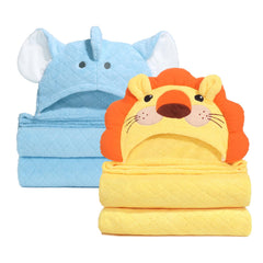 WODHOY blue elephant hood towel for toddlers, cozy bath time.