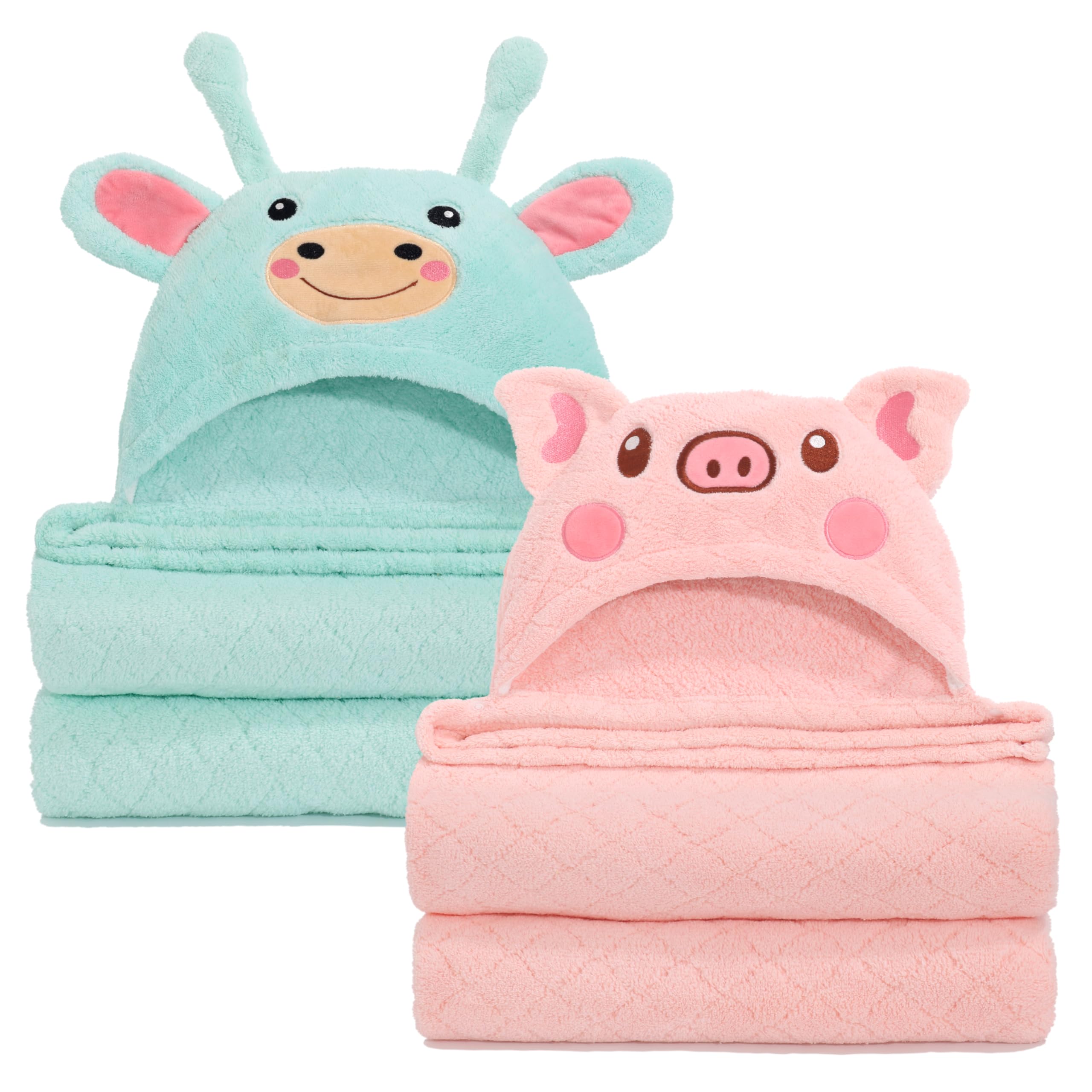 WODHOY green giraffe hooded towel offers cozy post-bath warmth for toddlers