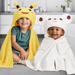 WODHOY gray yellow hooded towel colorway adds cheerful bath moments.