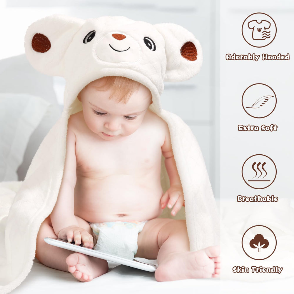 WODHOY hooded towel is safe for sensitive skin and gentle post-bath warmth.