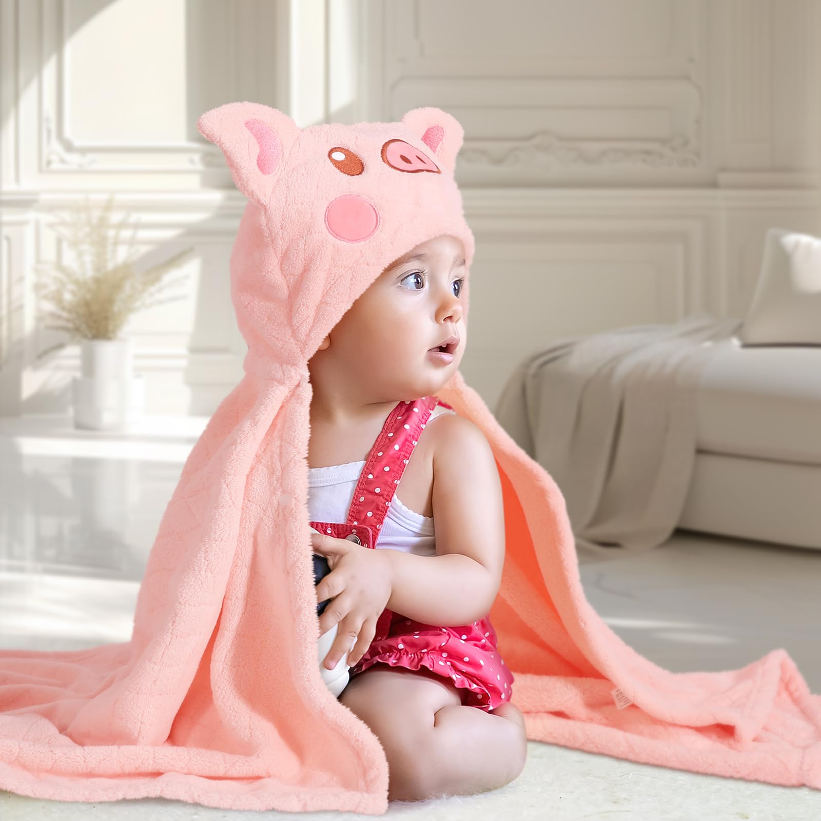WODHOY large hooded towel provides generous coverage for newborns to five-year-olds