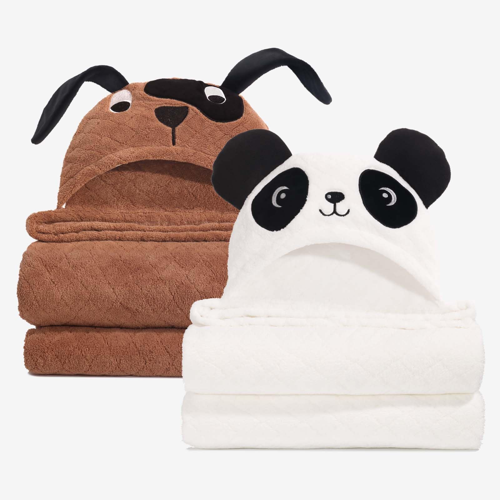 WODHOY toddler hooded towel panda face dries hair and keeps little one cozy.