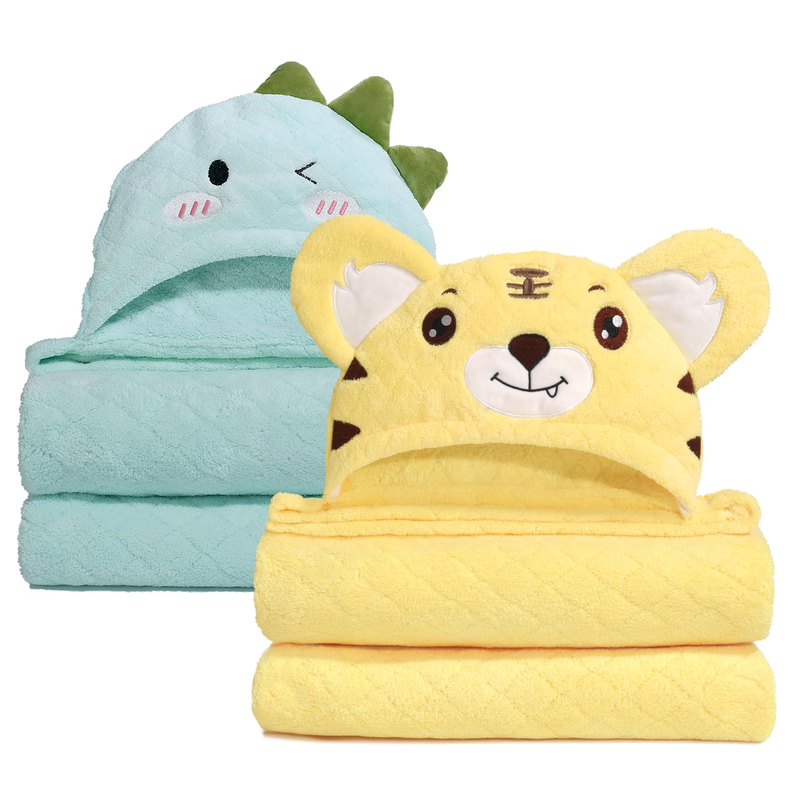 WODHOY extra-large yellow tiger hooded towel for quick drying after bath