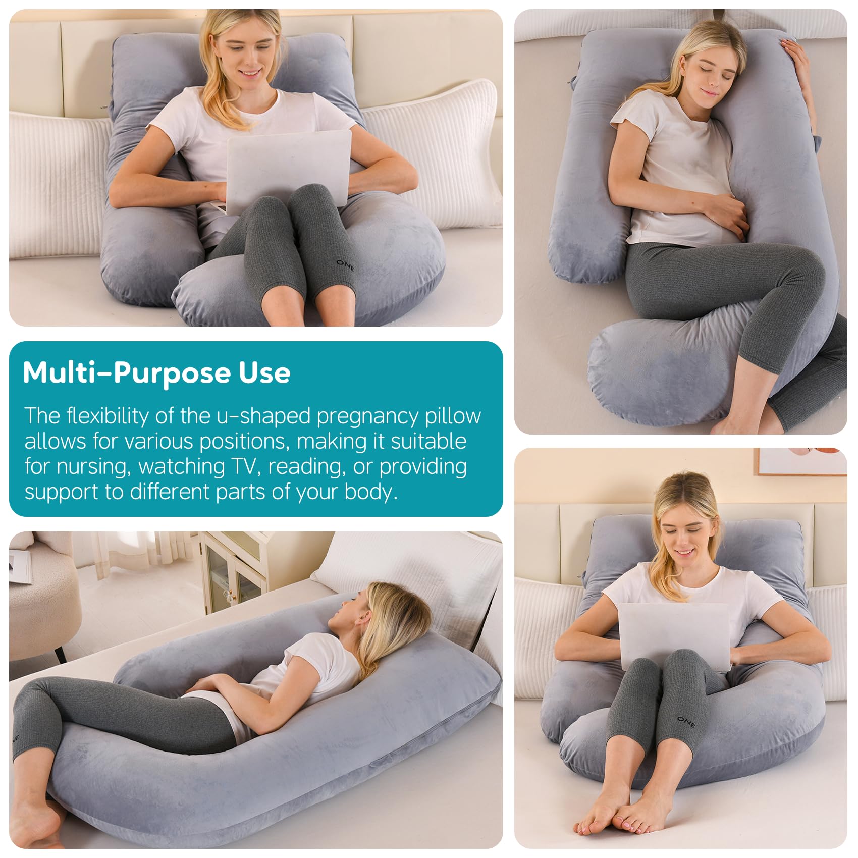Wodsfay multi-use pillow shown for nursing, TV, and reading setups