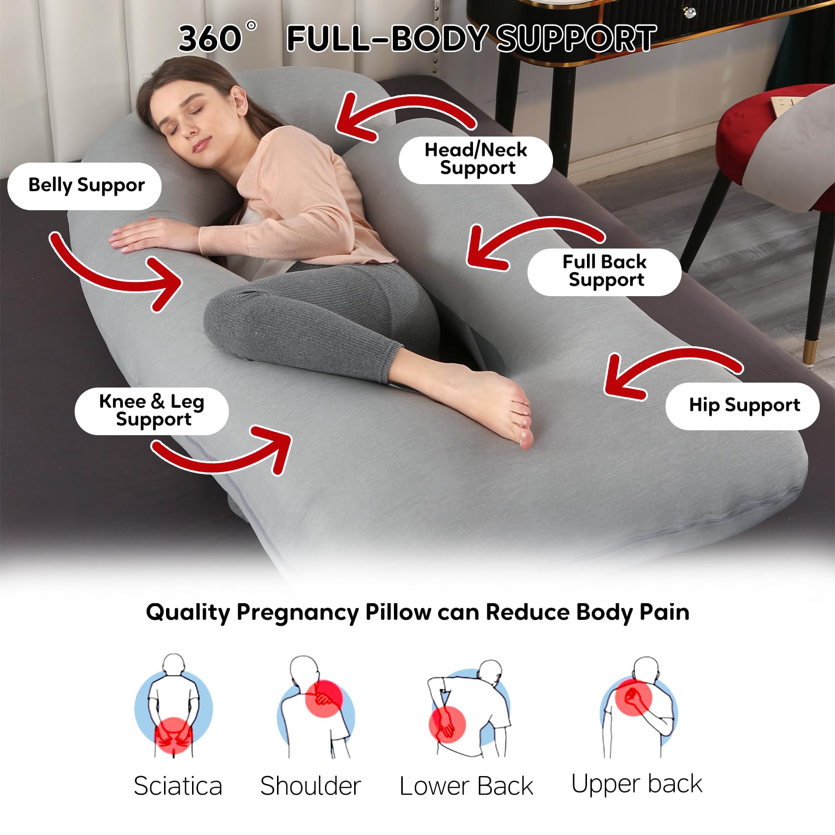 Wodsfay pillow cloud comfort image highlights plush fill and support