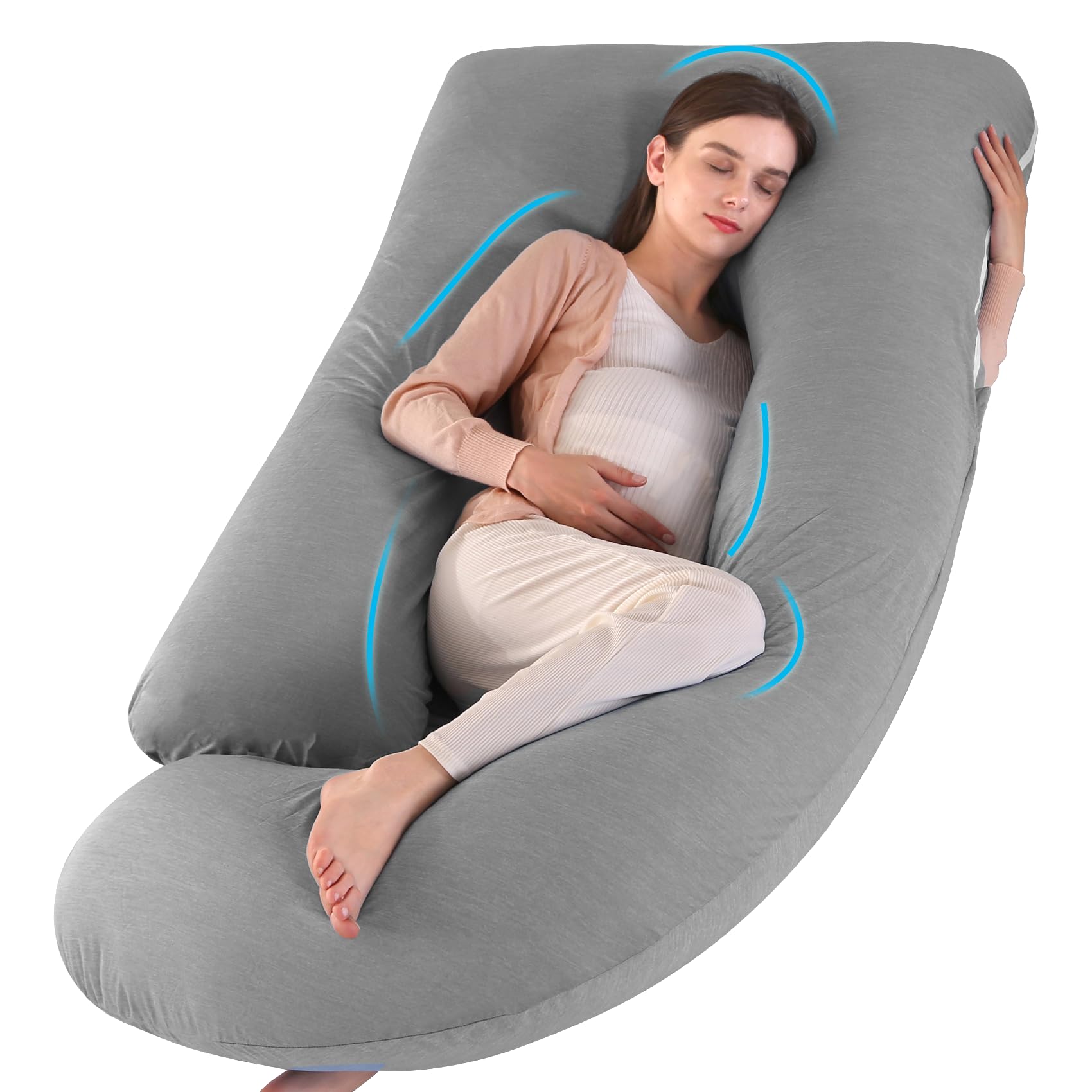 Wodsfay U-Shaped Pregnancy Pillow 65in provides full-body support for better sleep