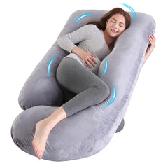 Wodsfay U-shaped pregnancy pillow delivers full-body support for a comfortable night's sleep