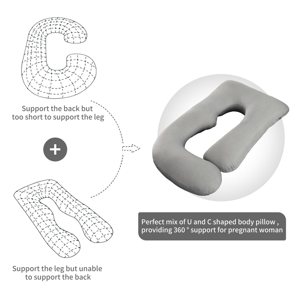 Wodsfay U-shaped pillow in nursing/reading position demonstrates versatility