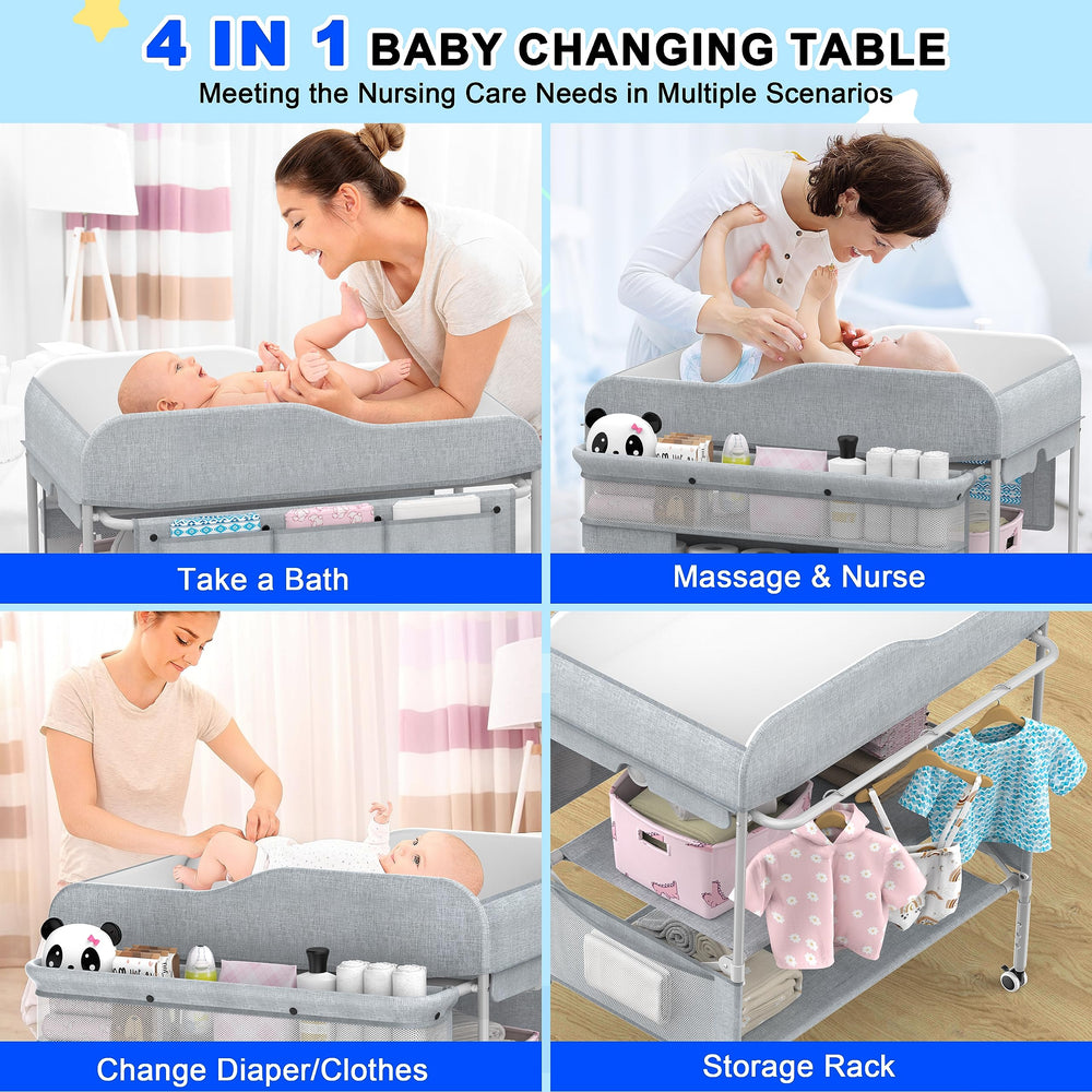 Wofafa changing table height adjustment for personalized comfort during diaper changes.