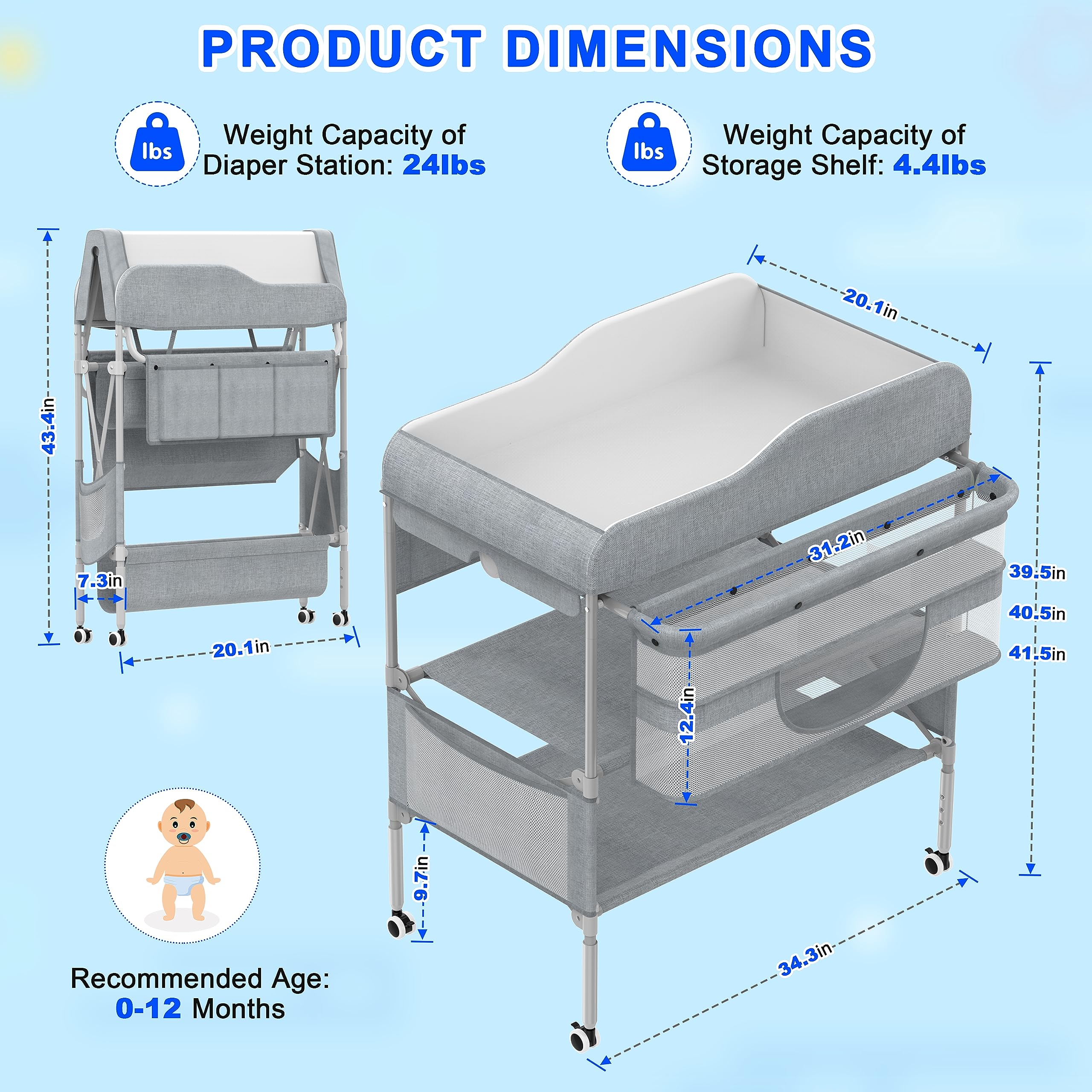 Wofafa changing table with waterproof fabric for easy cleanup after spills.