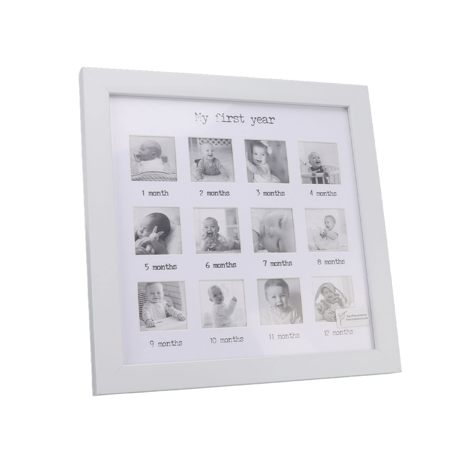 WOHPNLE Baby's First Year Frame front view for a tidy wall display of milestones