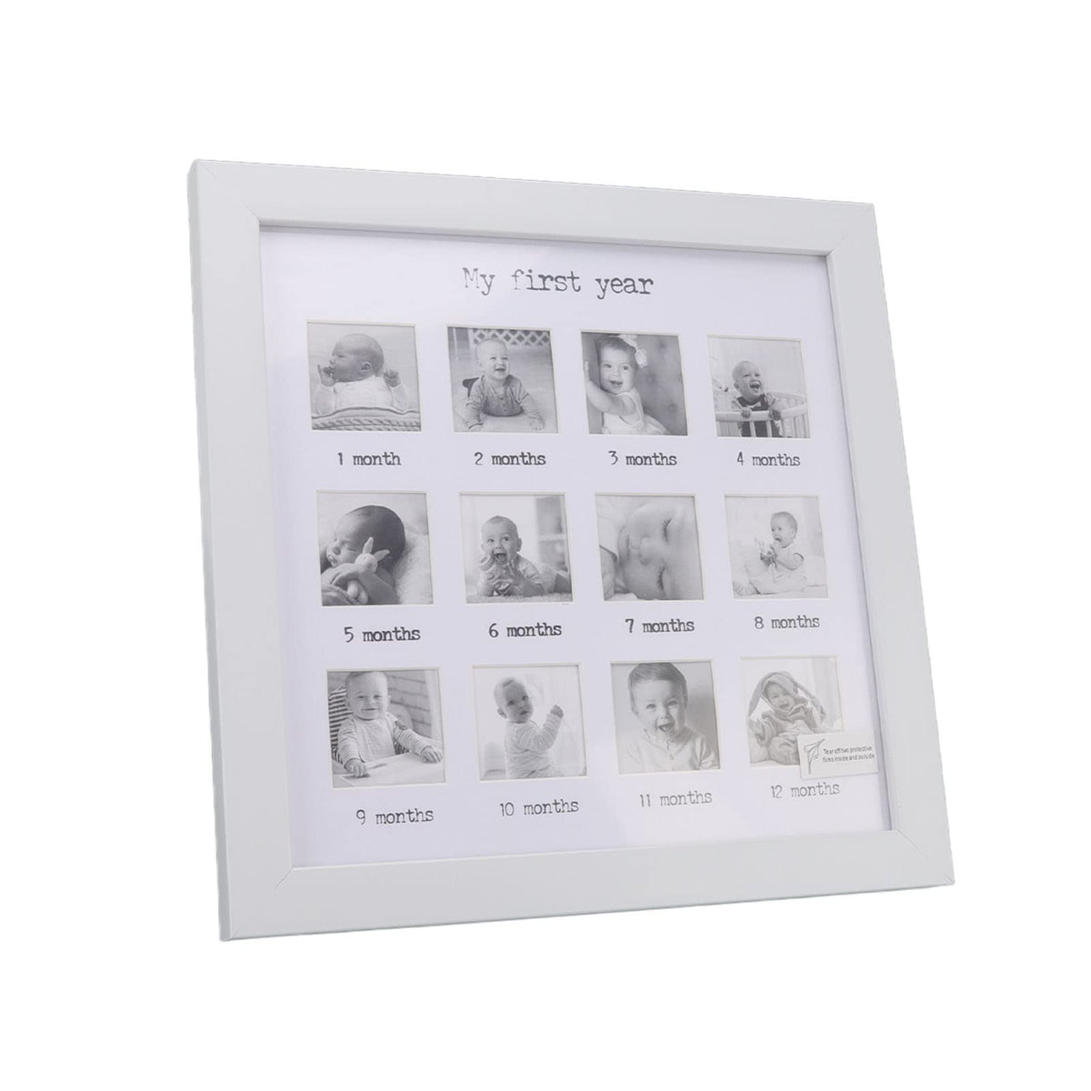 WOHPNLE Baby's First Year Frame front view for a tidy wall display of milestones