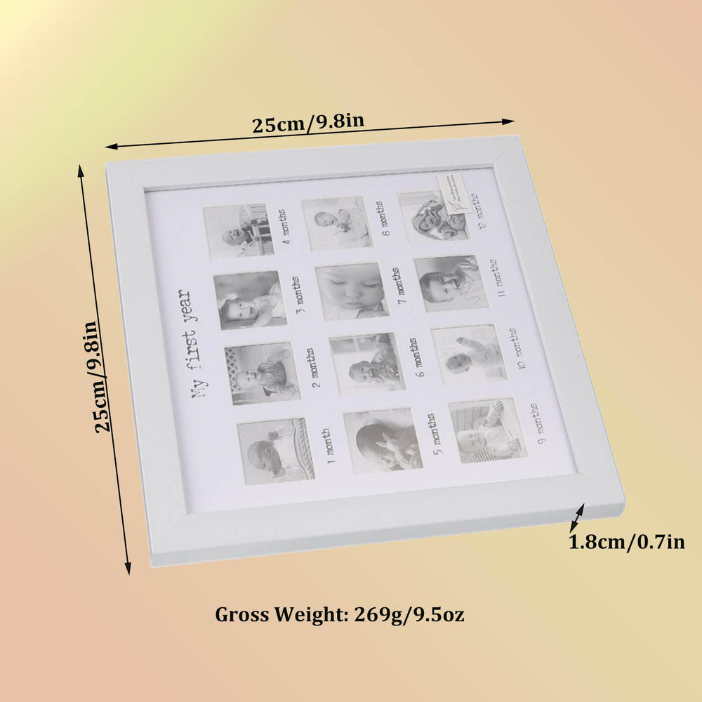 WOHPNLE Baby's First Year Frame side angle highlights slim profile for space-saving setups