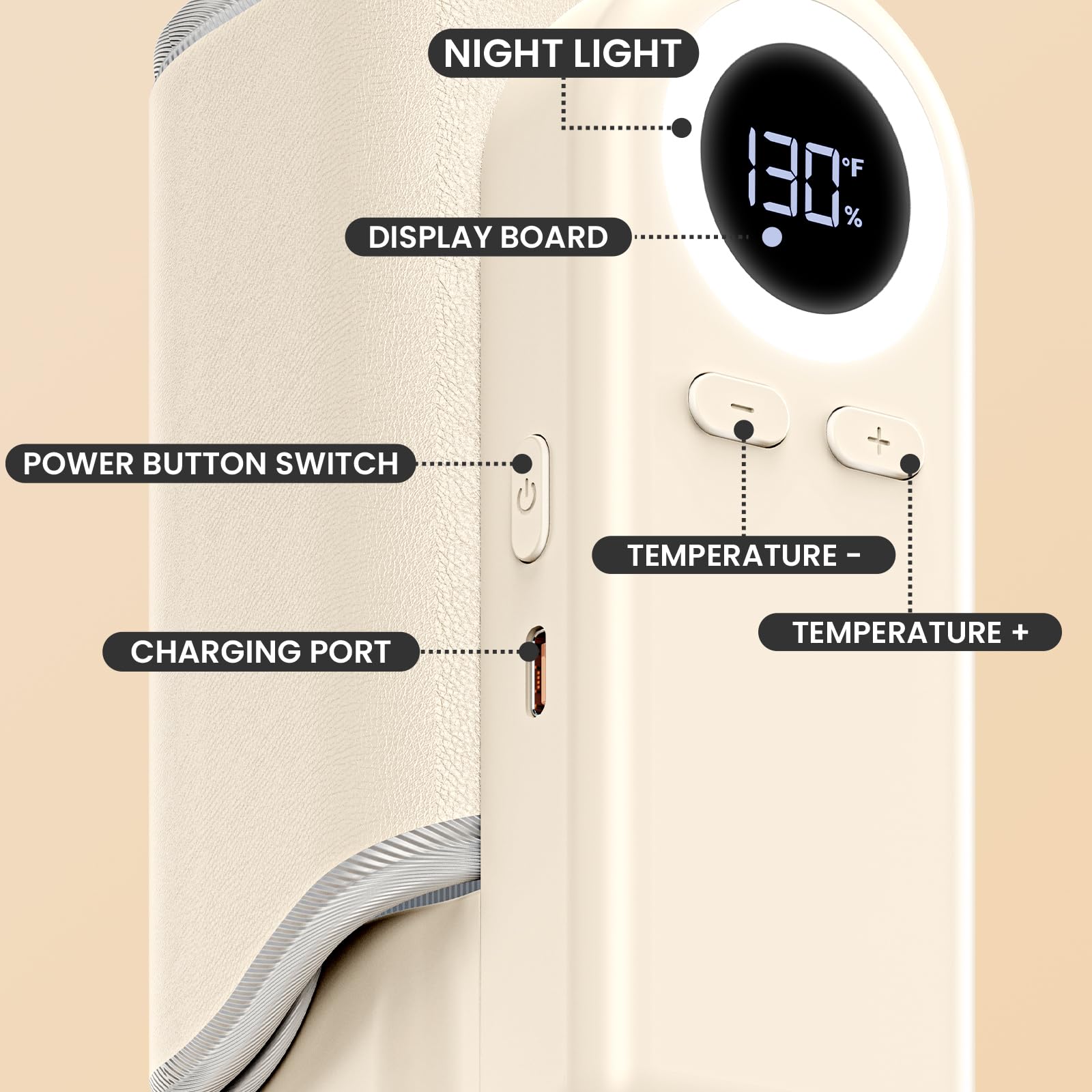 Woitury portable bottle warmer side view highlighting compact form factor
