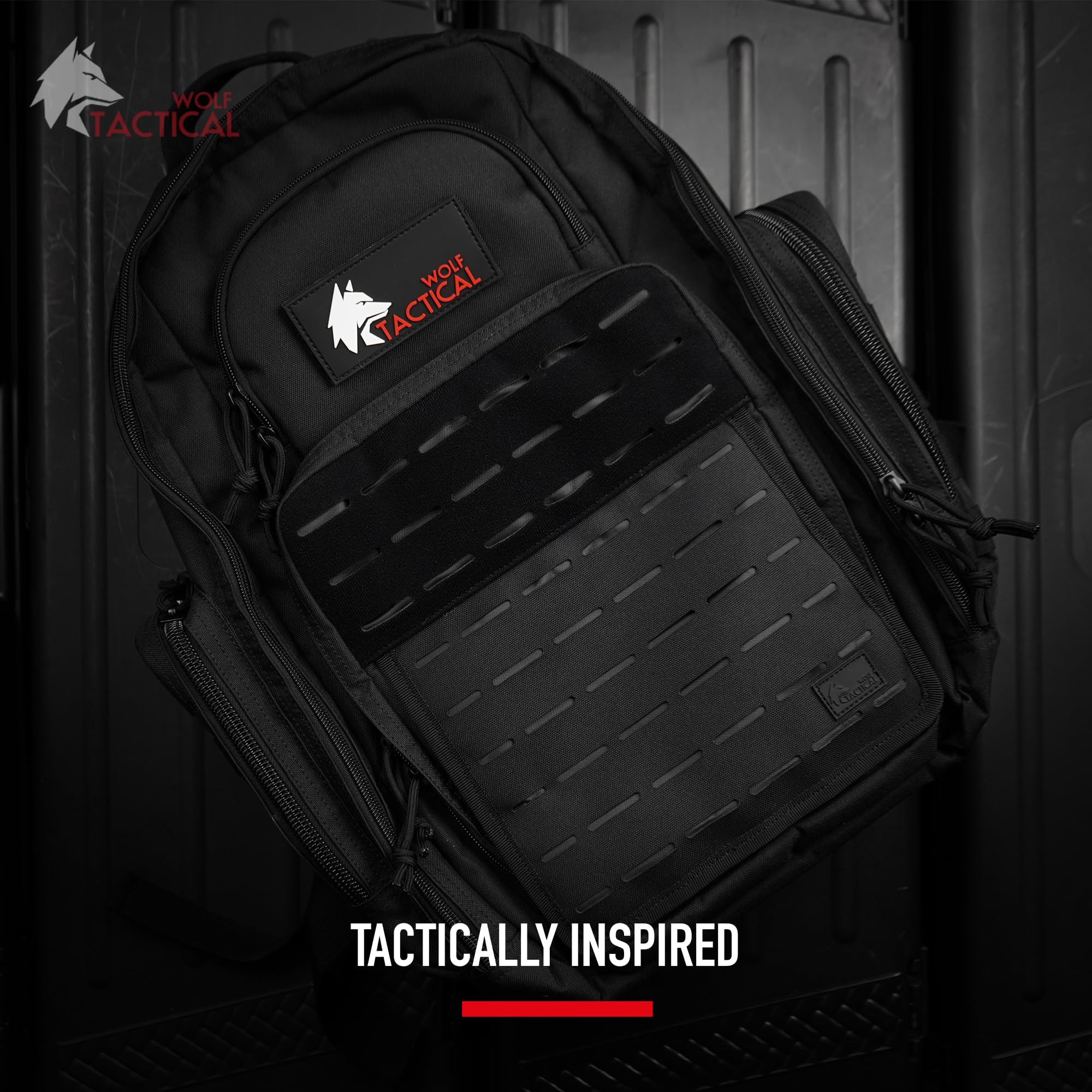 Wolf Tactical diaper bag changing mat included for convenient on-the-go changes.