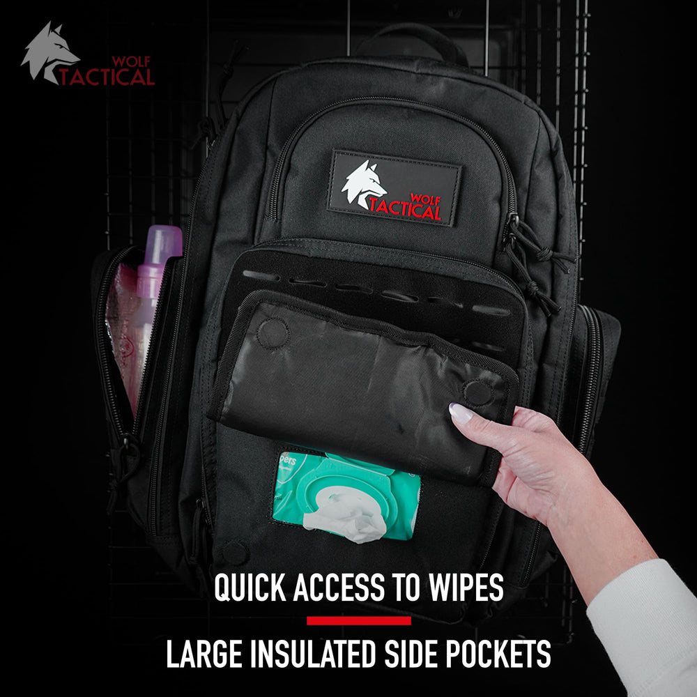Wolf Tactical diaper bag with Molle webbing for modular customization.