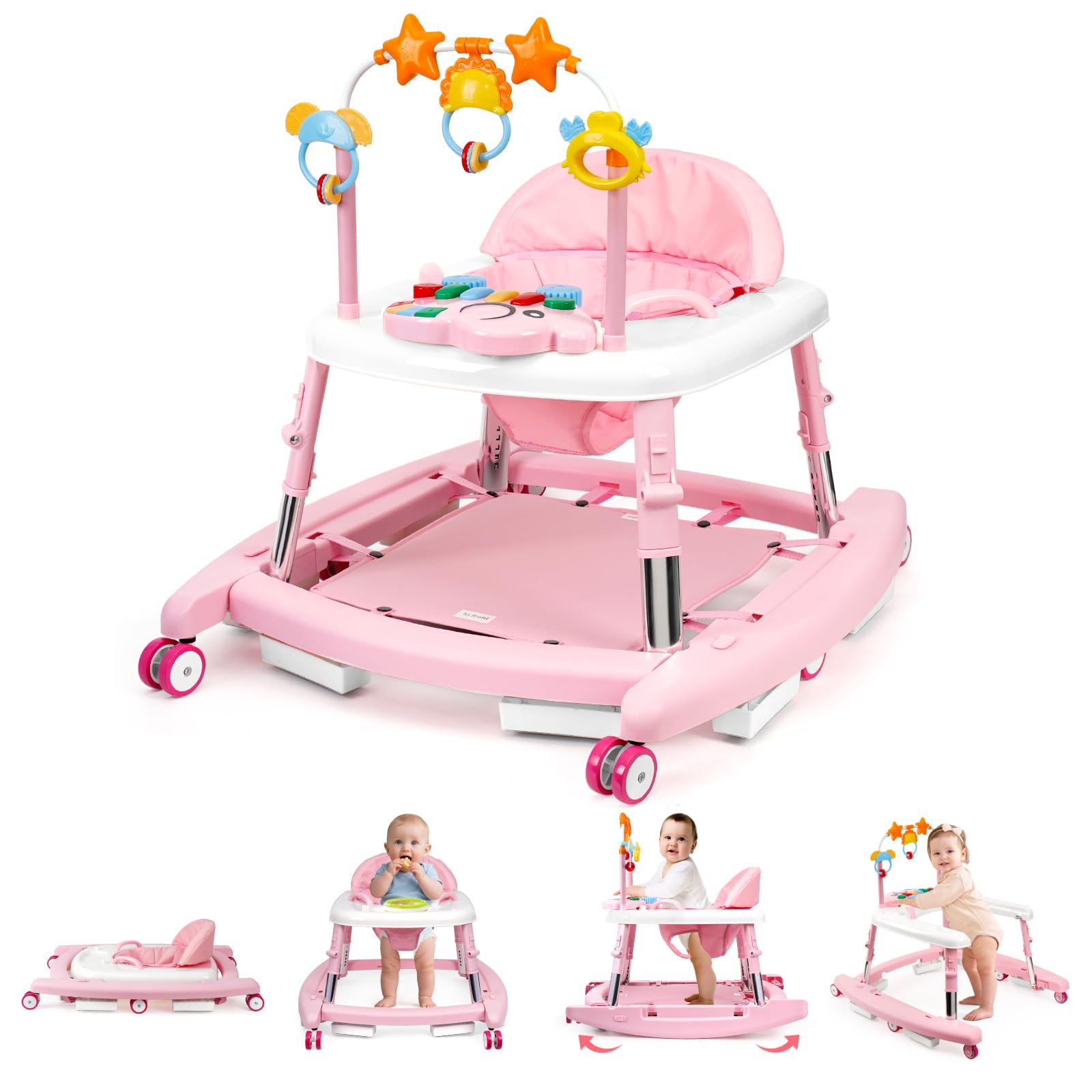 Wolfcode 5-in-1 music-lights baby walker in foldable form for on-the-go exploration.