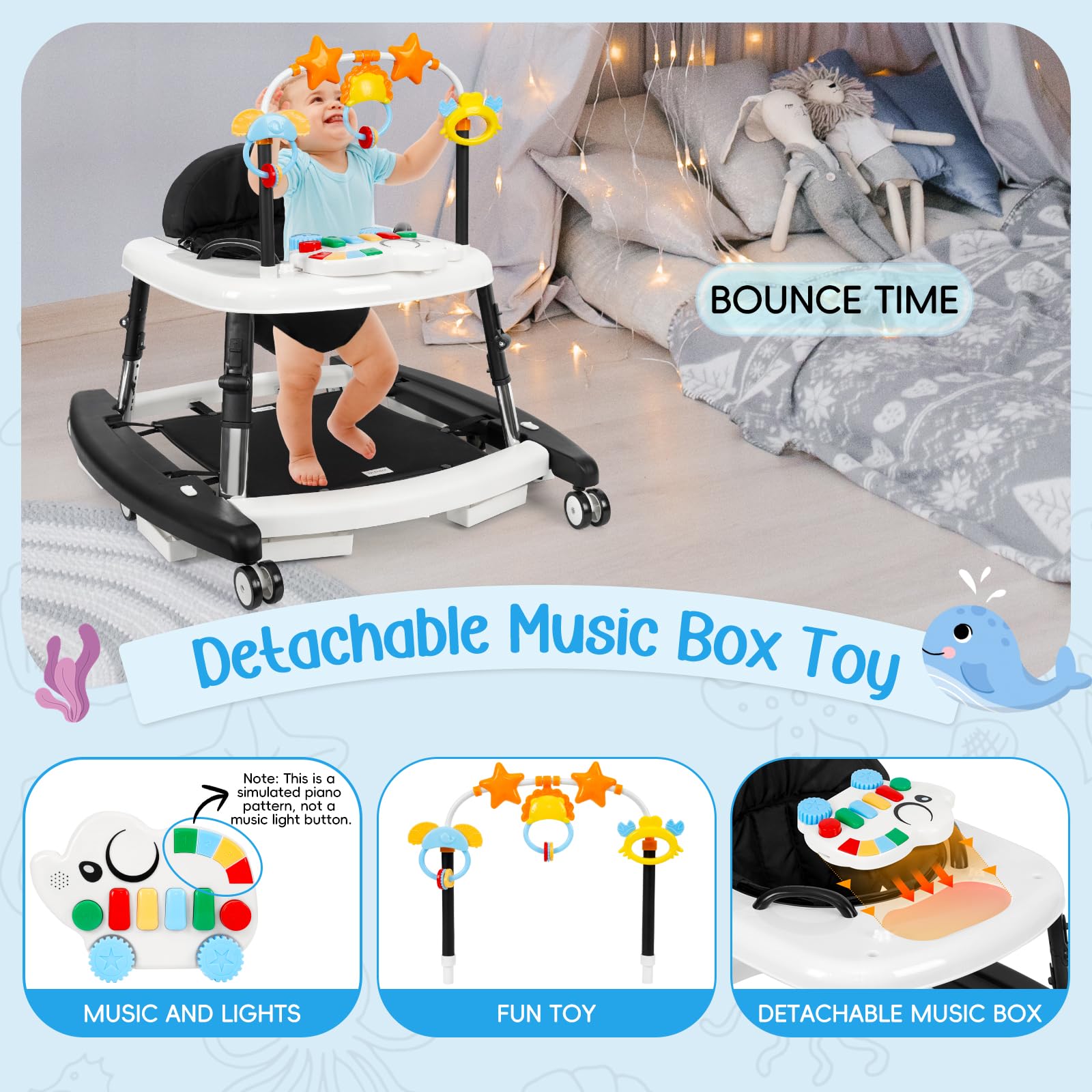 Wolfcode 5-in-1 walker with bouncing mode for active play