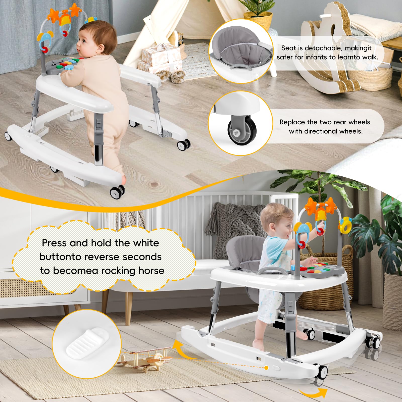 Wolfcode walker height-adjustment-system ensures comfortable fit as baby grows.