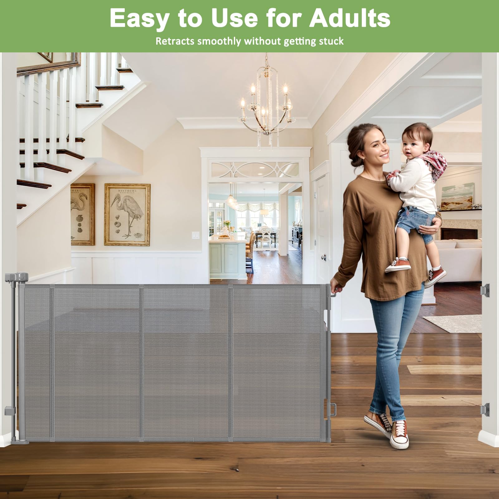 WOMHOM baseboard-fit gate installed along baseboard for a tighter seal.