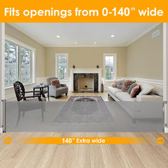 WOMHOM extra-wide gate mesh extended for safe indoor use.