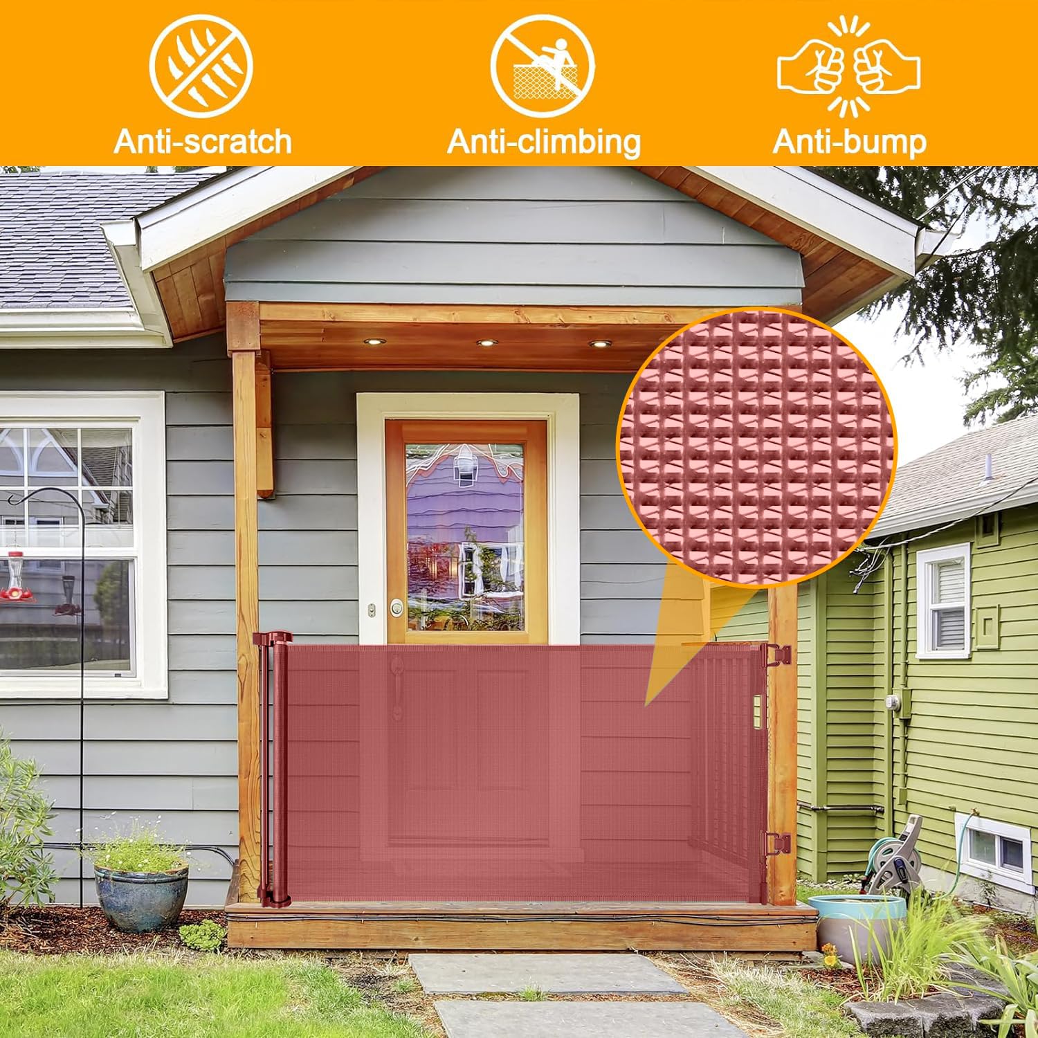 WOMHOM no-threshold gate enables smooth passage for strollers and wheelchairs.