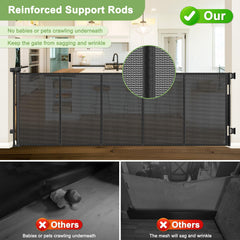 WOMHOM reinforced 100inch gate retracted saving space in living areas