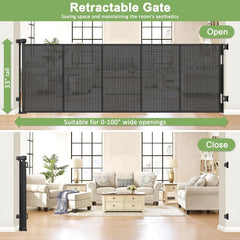 WOMHOM reinforced 100inch gate opened for easy passage of kids and pets