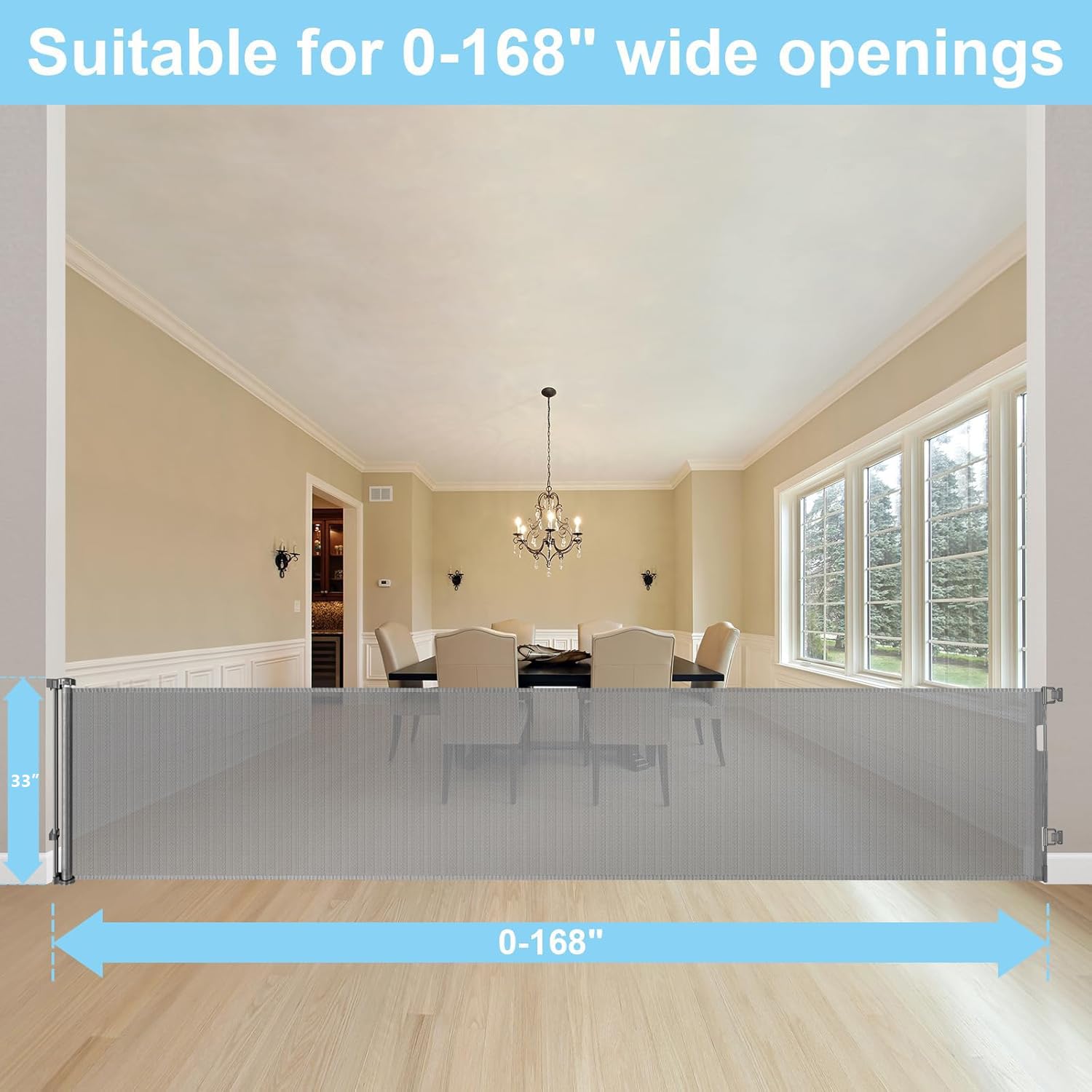 WOMHOM retractable gate wall-mount setup enables doorway protection without drilling.