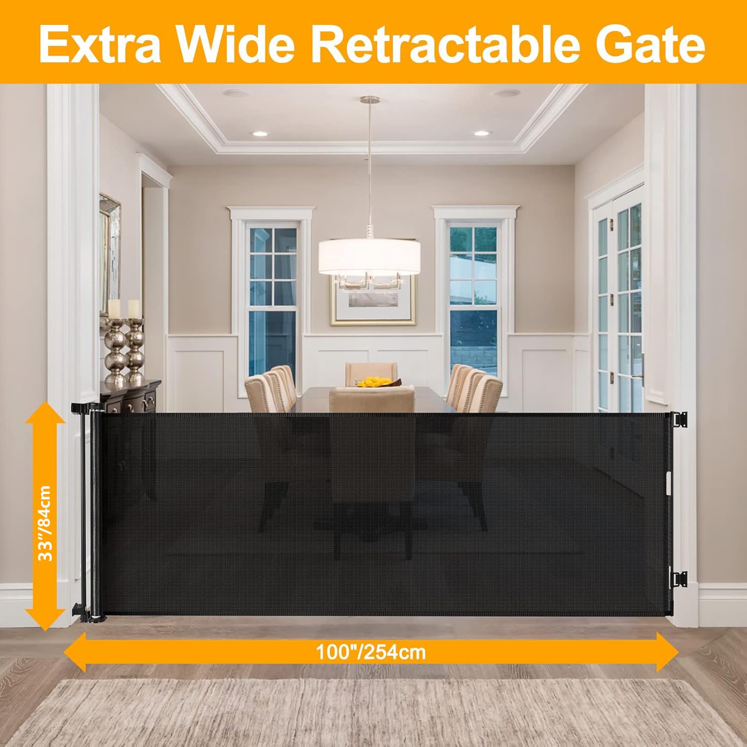 WOMHOM retractable gate in use with one-handed operation for easy access.