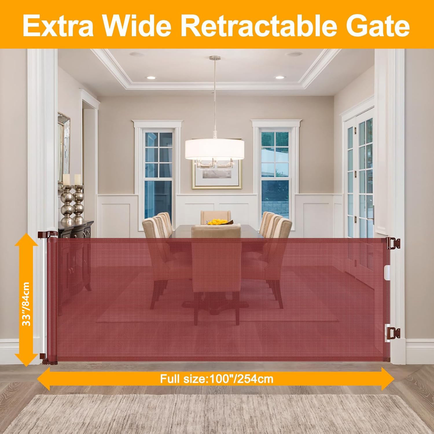 WOMHOM retractable gate rolled up to save space.