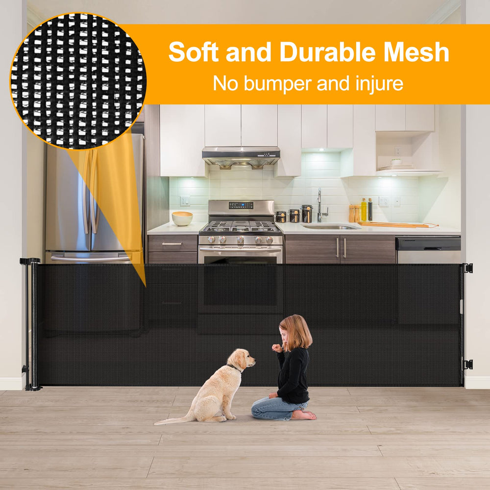 WOMHOM wide gate creates a safe space for kids and dogs at home.