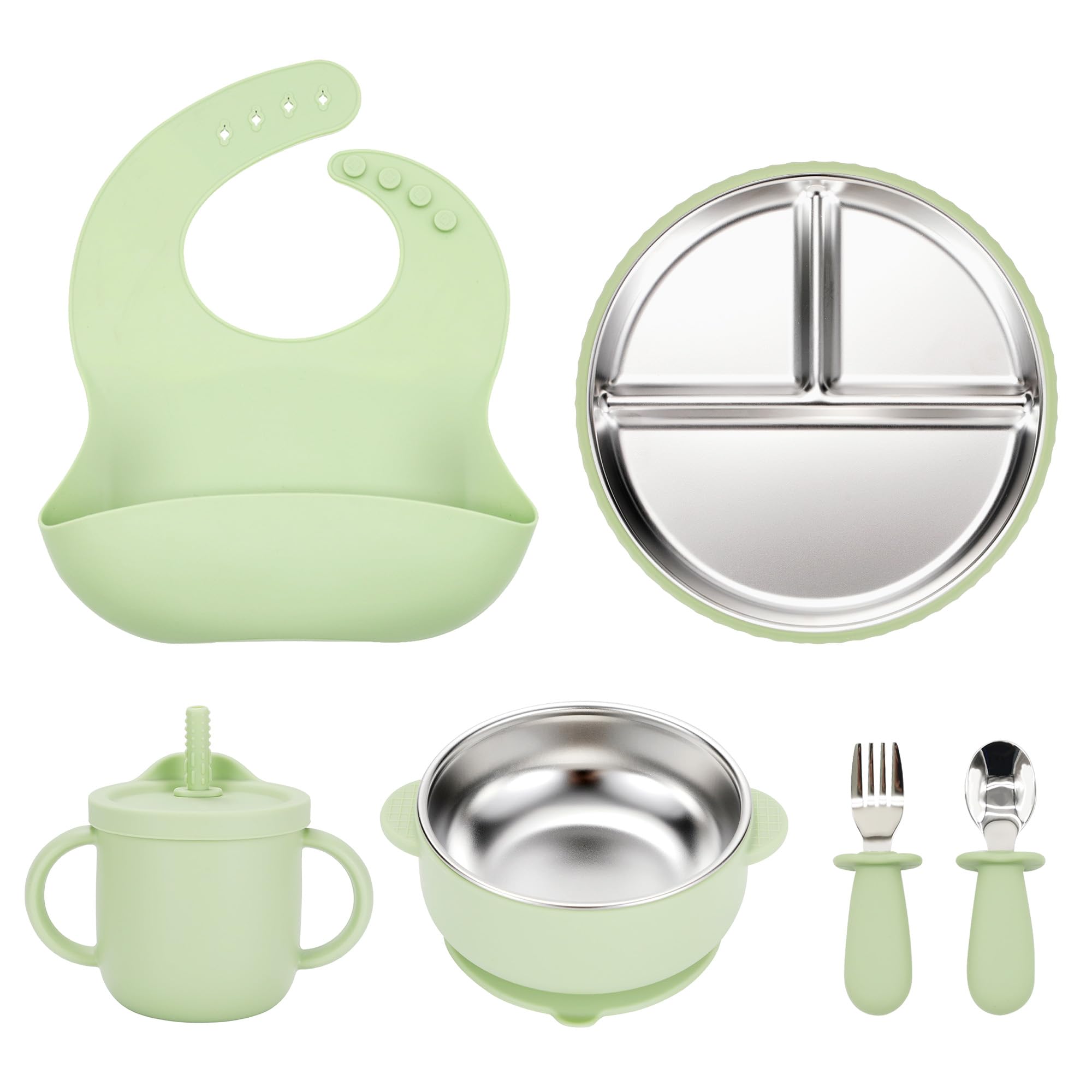 Womorista suction plate baby closeup demonstrates spill-free self-feeding help