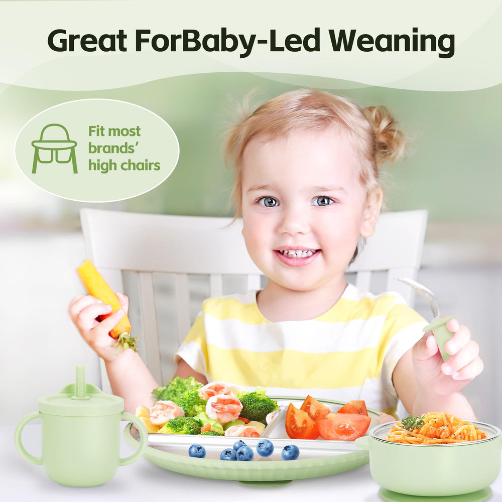 Womorista weaning set stainless suction plate concentrates on easy cleanup and confident self-feeding