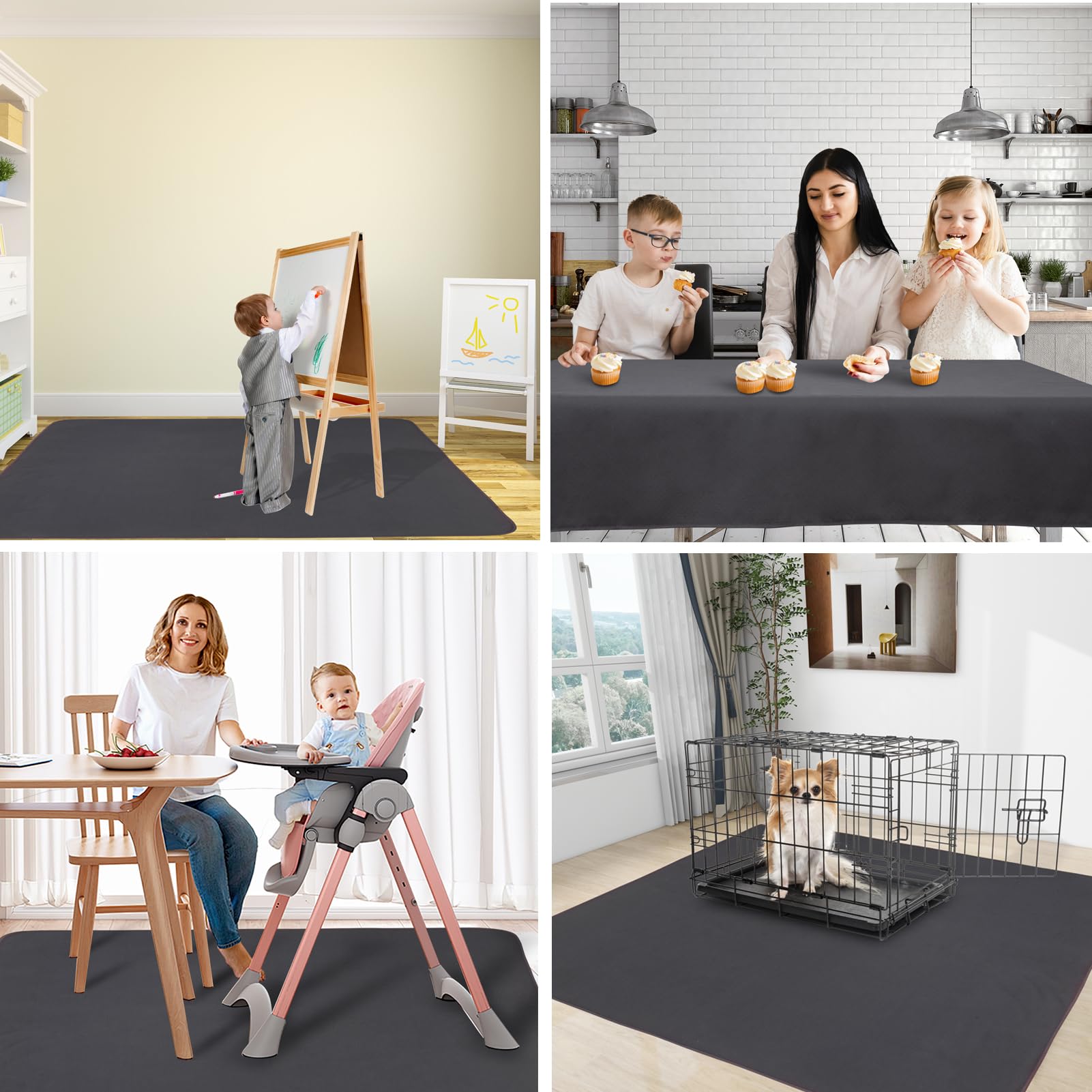 WOMUMON Splat Mat wipes clean with a damp cloth after playtime