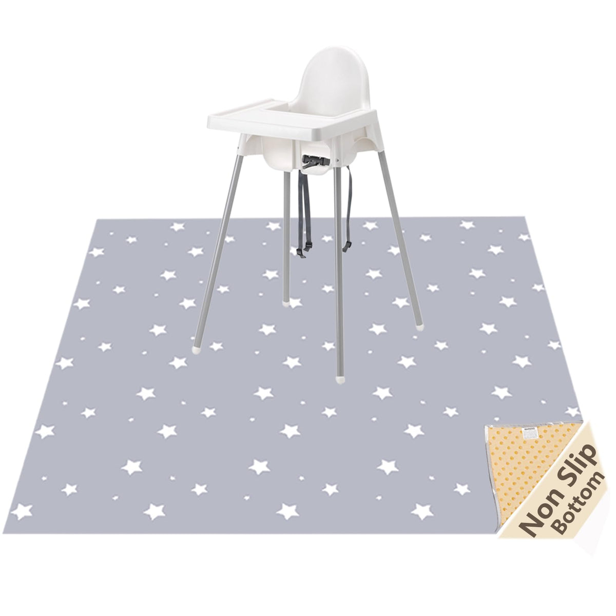 WOMUMON splat mat under high chair provides waterproof protection for mess-prone meals.