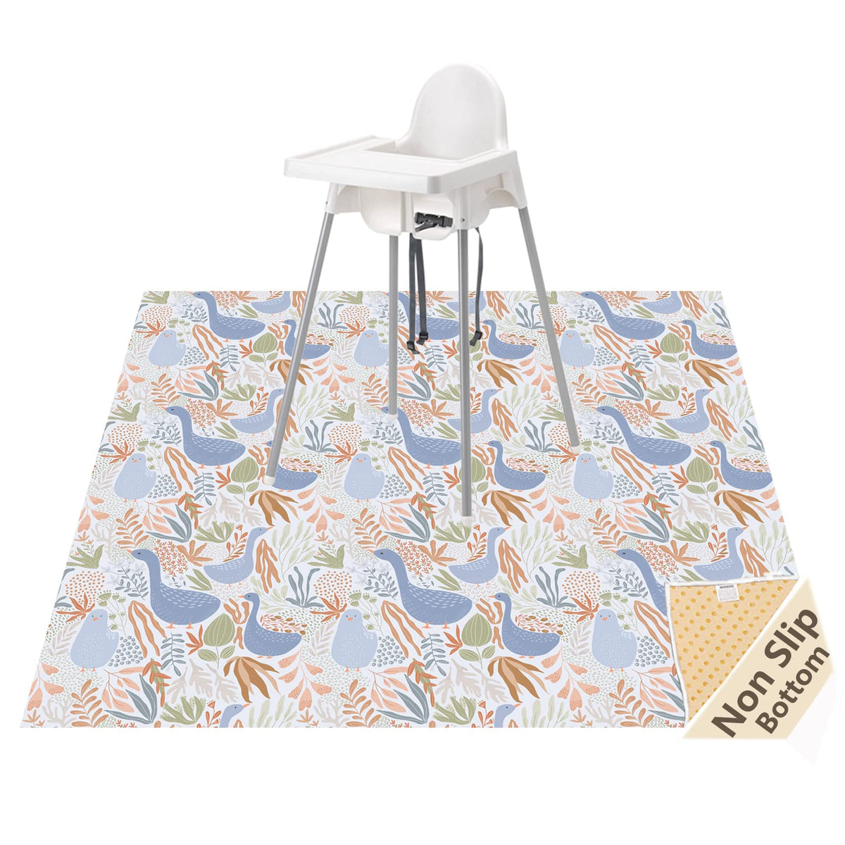 WOMUMON Splat Mat under high chair keeps floors clean during meals