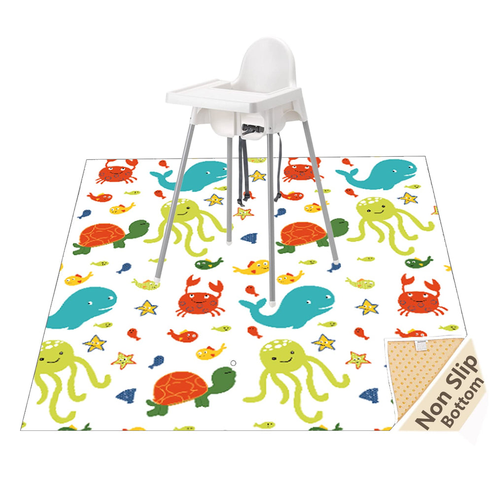 WOMUMON splat mat under highchair Seaworld protects floors from spills