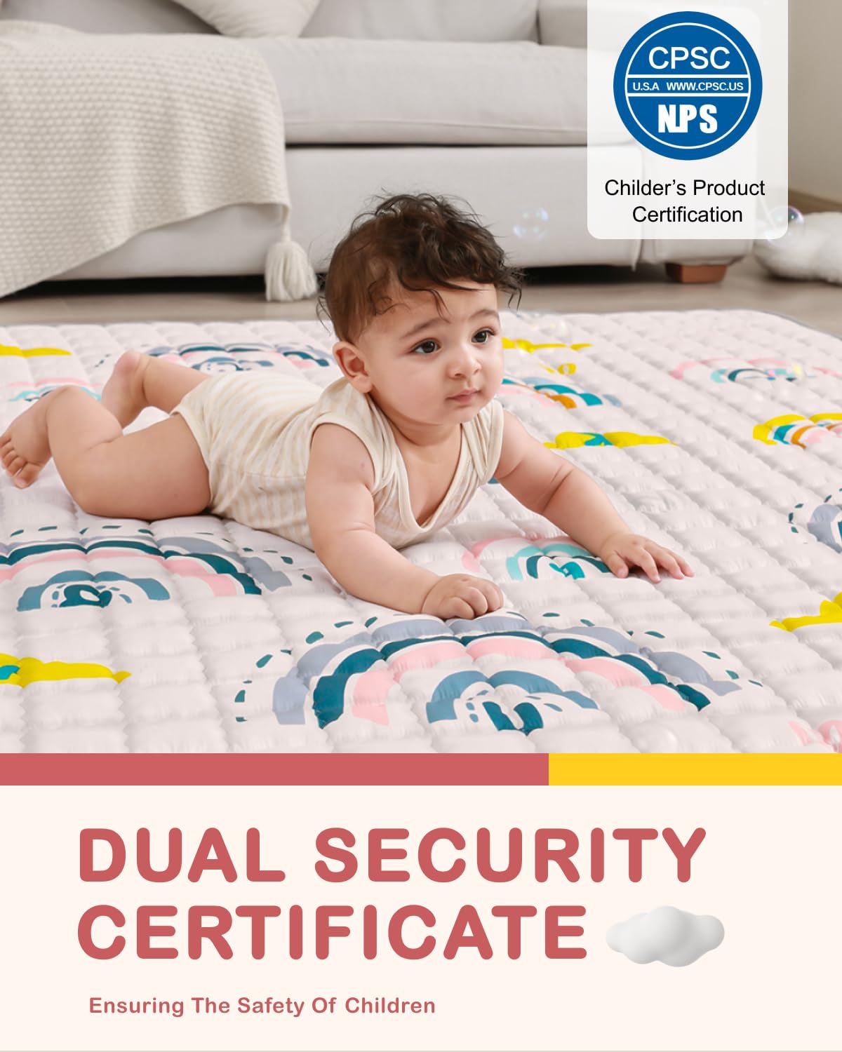 WONDAY thick baby floor playmat non-slip bottom for stability
