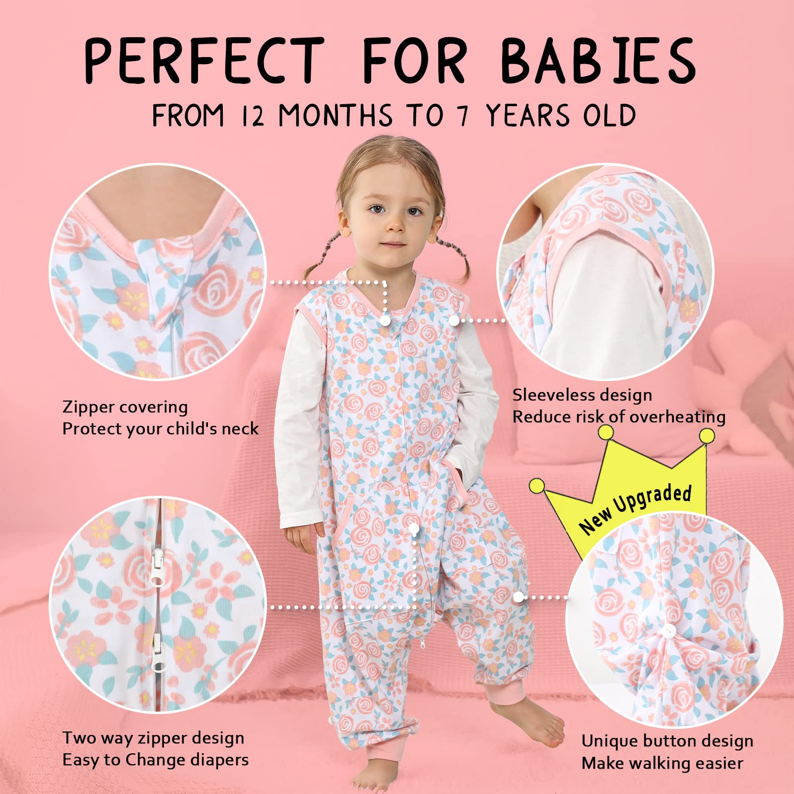 WONDAY sleep sack 0.5 tog delivers cozy warmth without overheating for year-round use.