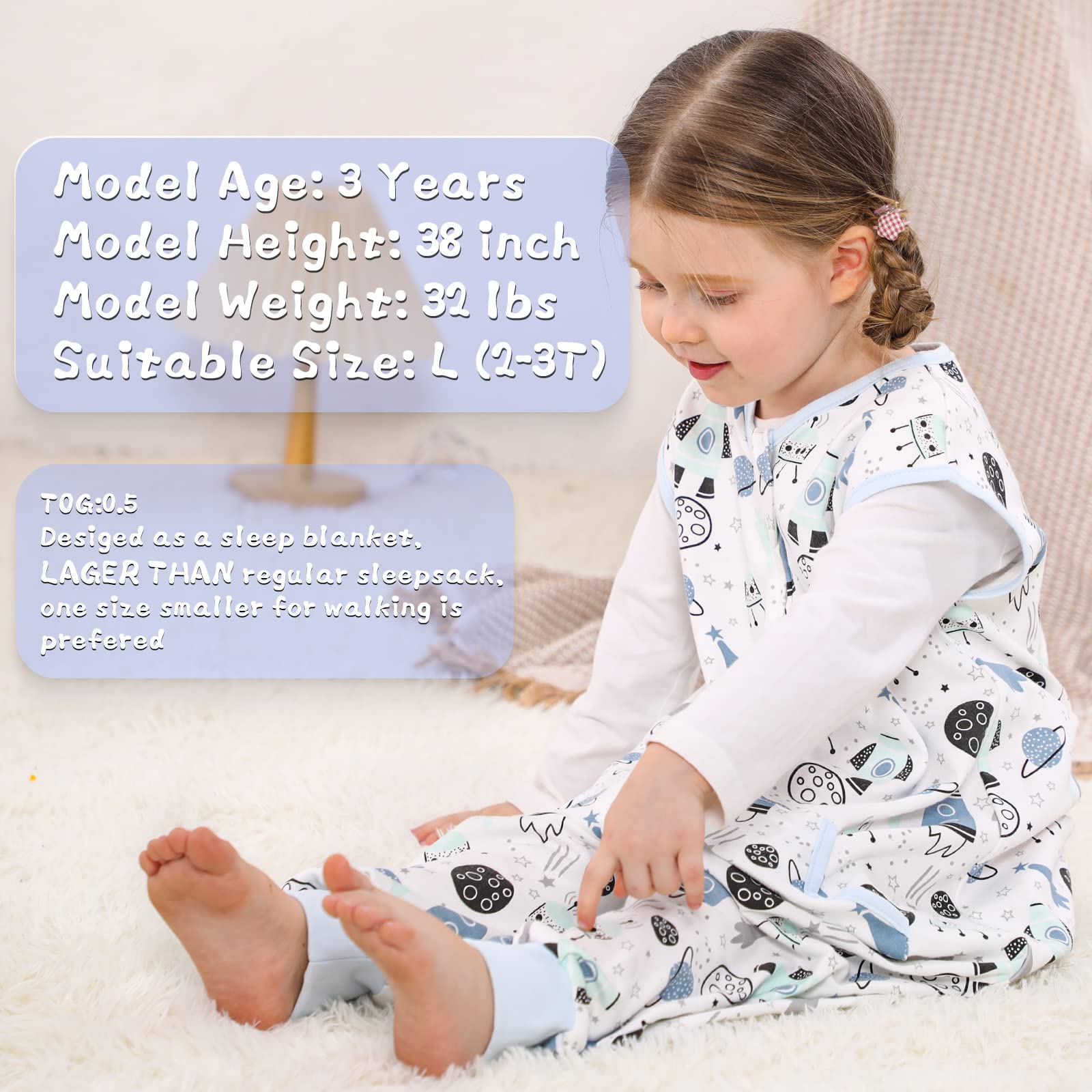WONDAY toddler sleep sack feet zipper detail highlights convenient access