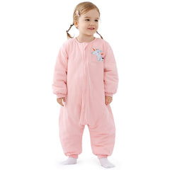WONDAY toddler sleep sack with legs close-up shows durable stitching for mobility