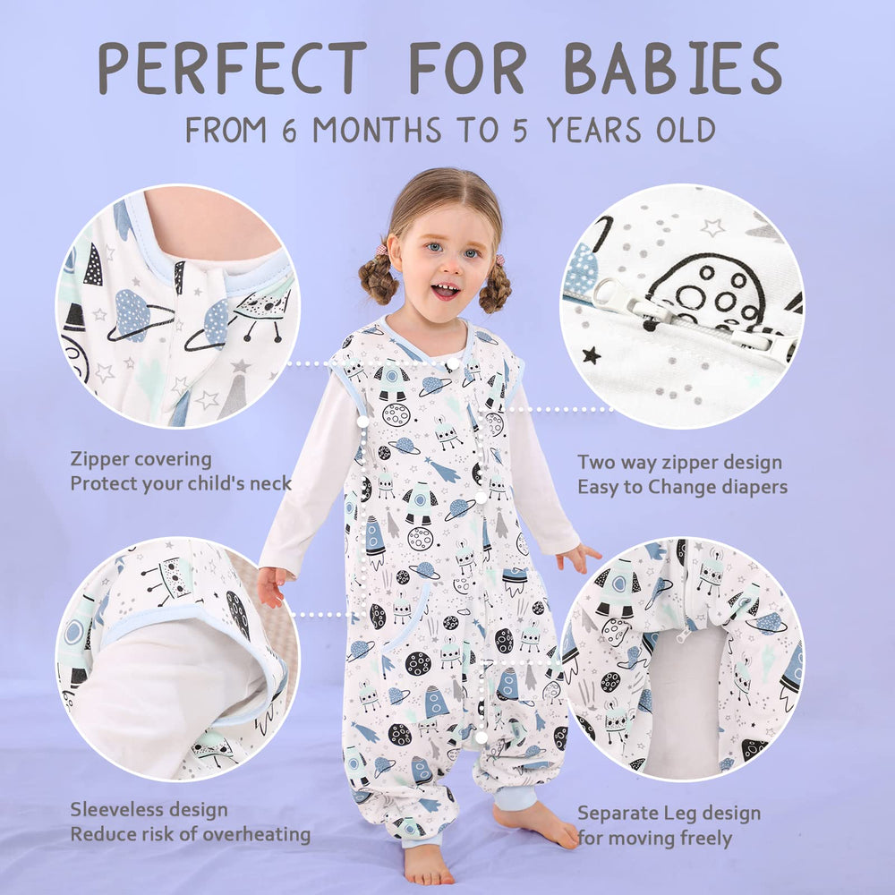 WONDAY toddler sleep sack with feet back view offers uninterrupted night warmth