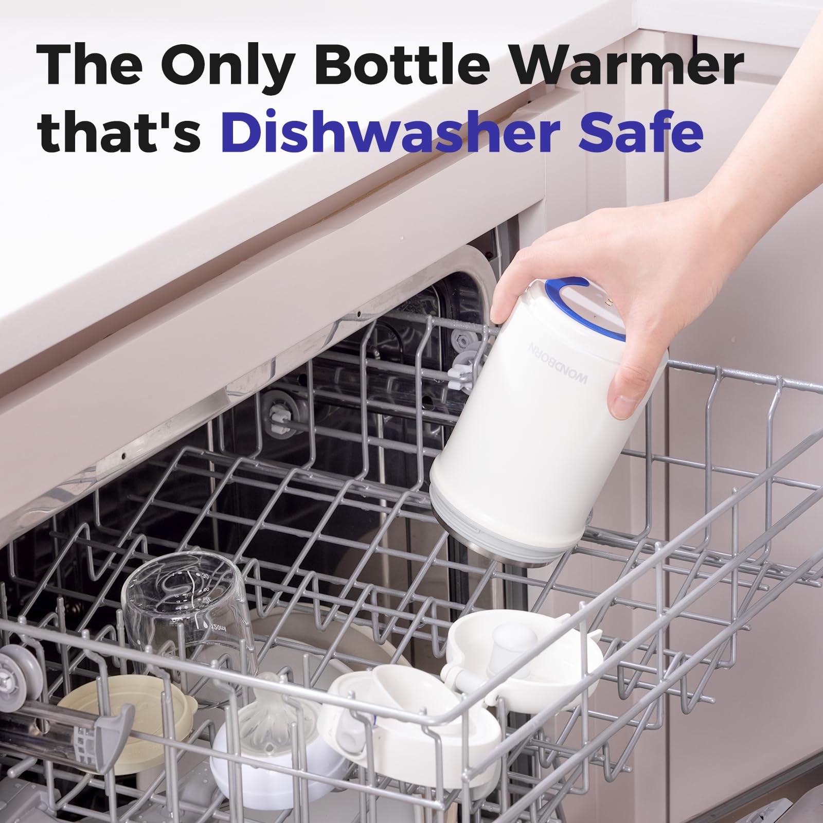WONDBORN bottle-warmer-clean-dishwasher-safe for easy cleanup.