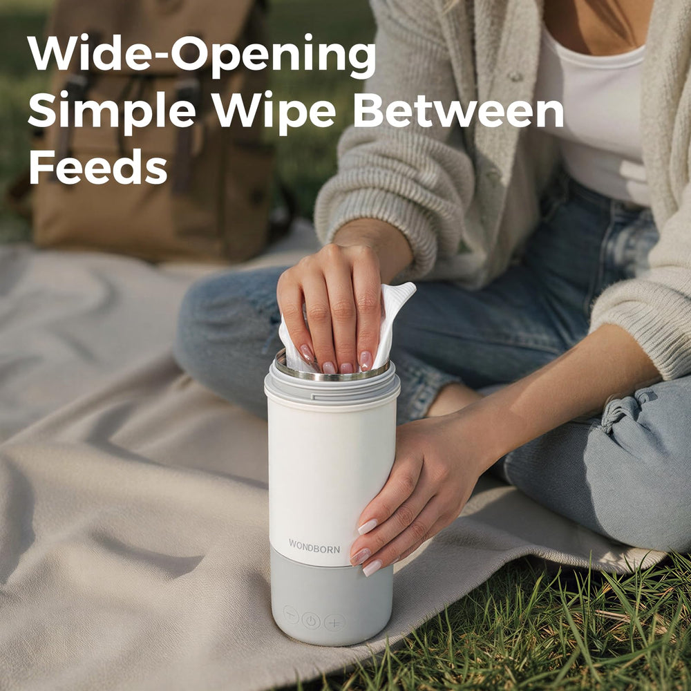 WONDBORN travel-friendly bottle warmer heats directly in bags for convenience.