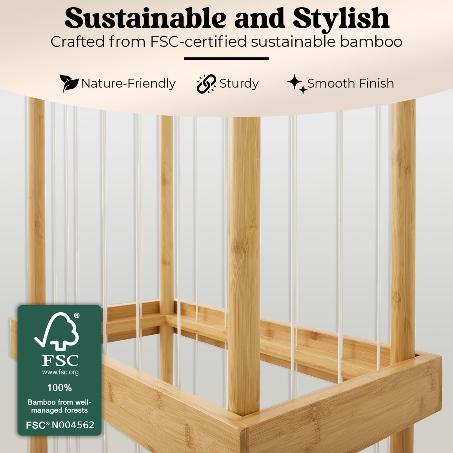 Wonder Cove bamboo zoo natural finish blends with room decor.