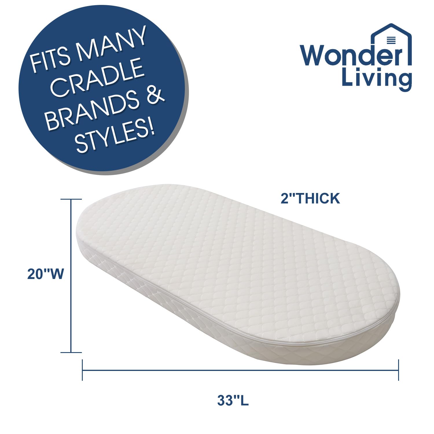 Wonder Living baby bassinet mattress close-up of premium foam for comfort.