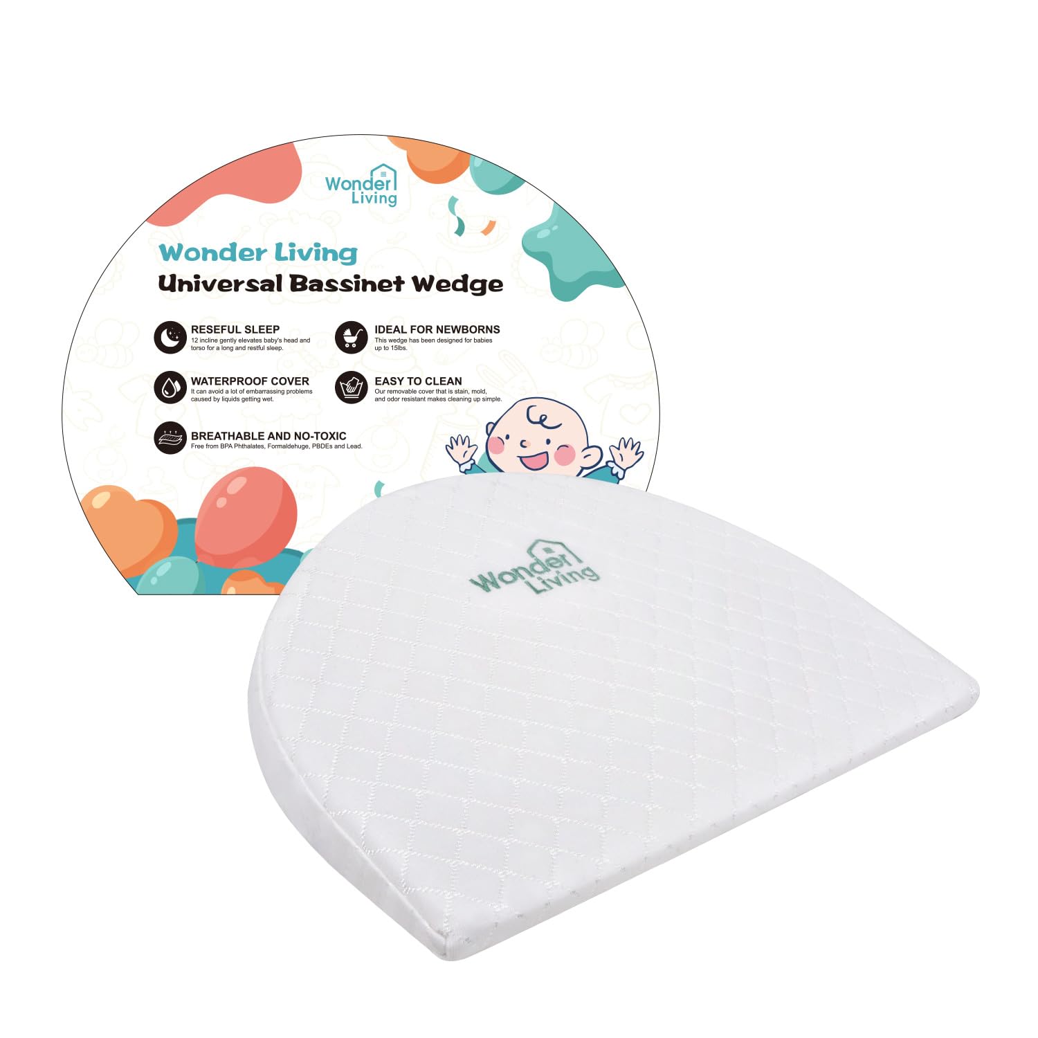 Wonder Living baby wedge pillow with removable cover for easy cleanup.