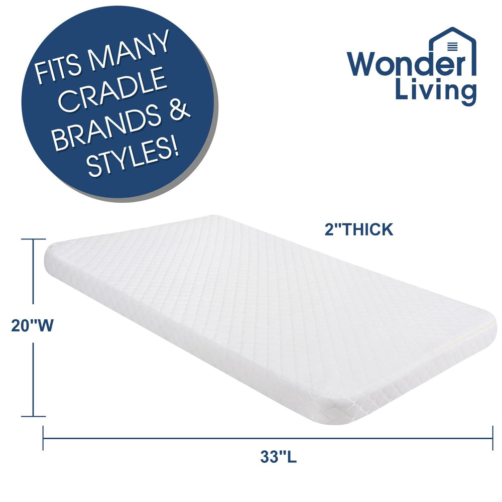 Wonder Living bassinet topper rectangle 33x20x2 dimensions ensure snug fit.