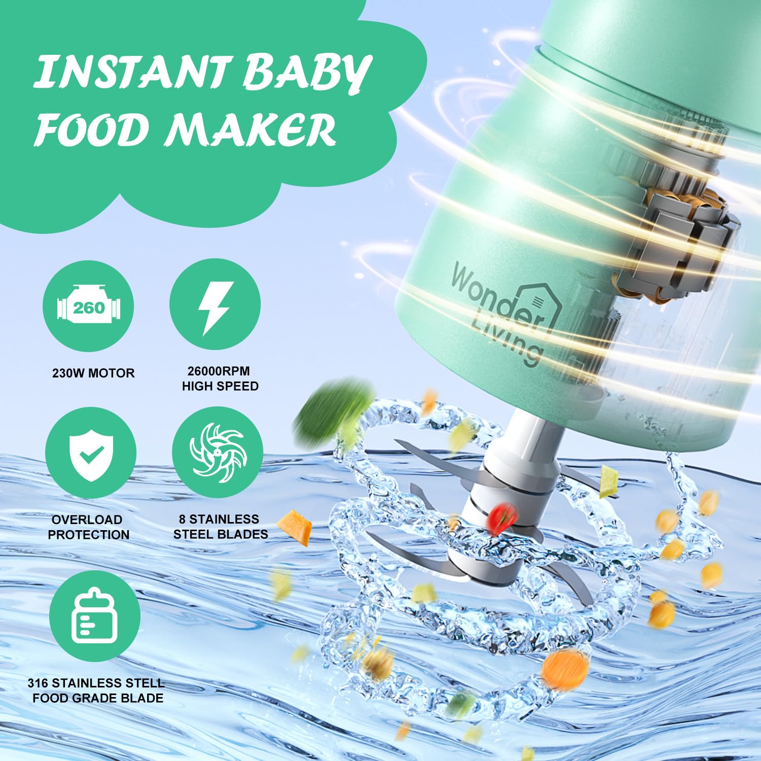 Wonder Living silicone spoon set supports precise feeding and mixing.